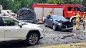 Wypadek na remontowanym skrzyżowaniu. Zderzenie volkswagena, citroena i toyoty [zdjęcia]