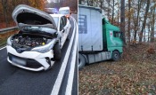 Zderzenie ciężarówki i toyoty na DK22