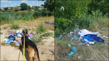 Ktoś wyrzucił śmieci w pobliżu schroniska