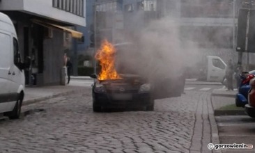 Pożar opla w centrum Gorzowa