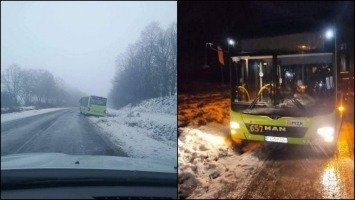 Lodowisko na drogach pod Gorzowem. Autobusy MZK wpadły w poślizg