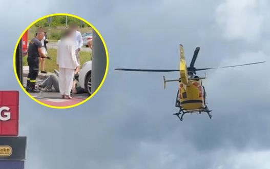 Potrącenie rowerzysty przez BMW. Nie było wolnej karetki, lądował śmigłowiec LPR