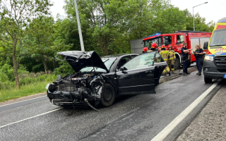 Czołówka dwóch audi na Walczaka