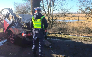 Śmiertelny wypadek na DK22. Kierującą Hondą uderzyła w drzewo