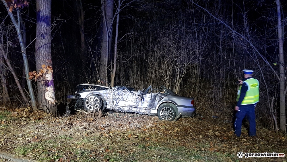 Kierowca roztrzaskał BMW o drzewo [film i zdjęcia