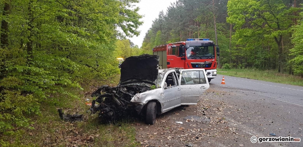 Po pijaku rozbił volkswagena i uciekł do lasu [zdjęcia]