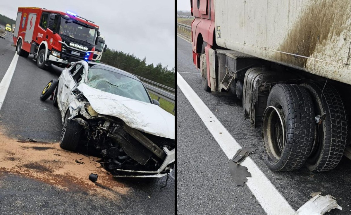 Audi rozbiło się o ciężarówkę na S3 koło Gorzowa