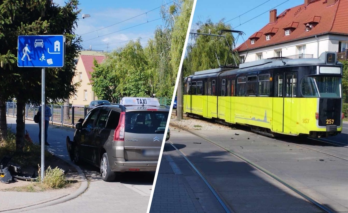 Kierujący taksówką wjechał pod tramwaj