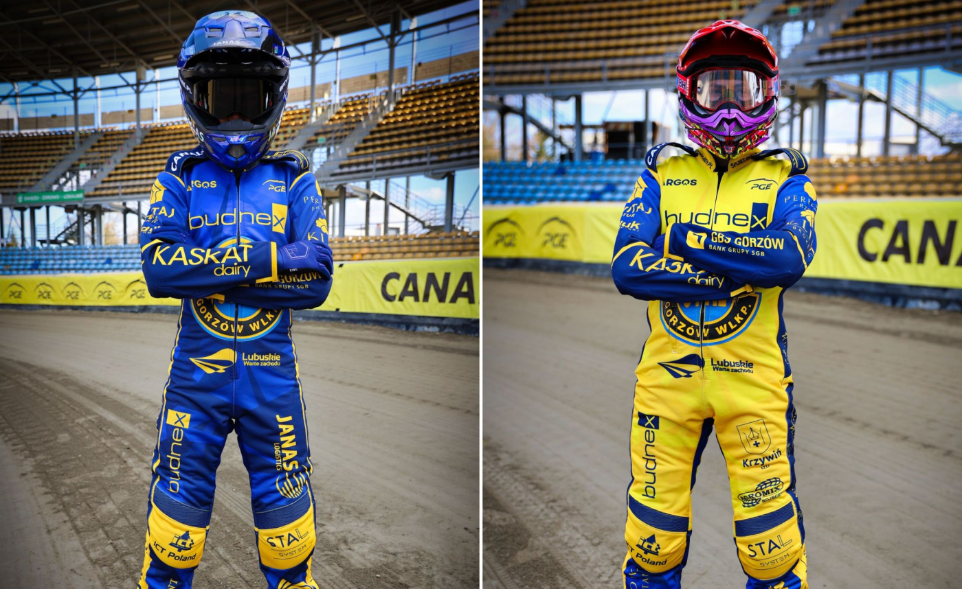 nowe kevlary Stal Gorzów 2026 żółto niebieskie stroje żużlowe PGE Ekstraliga prezentacja drużyny Oskar Paluch Hubert Jabłoński żużlowcy Stali Gorzów