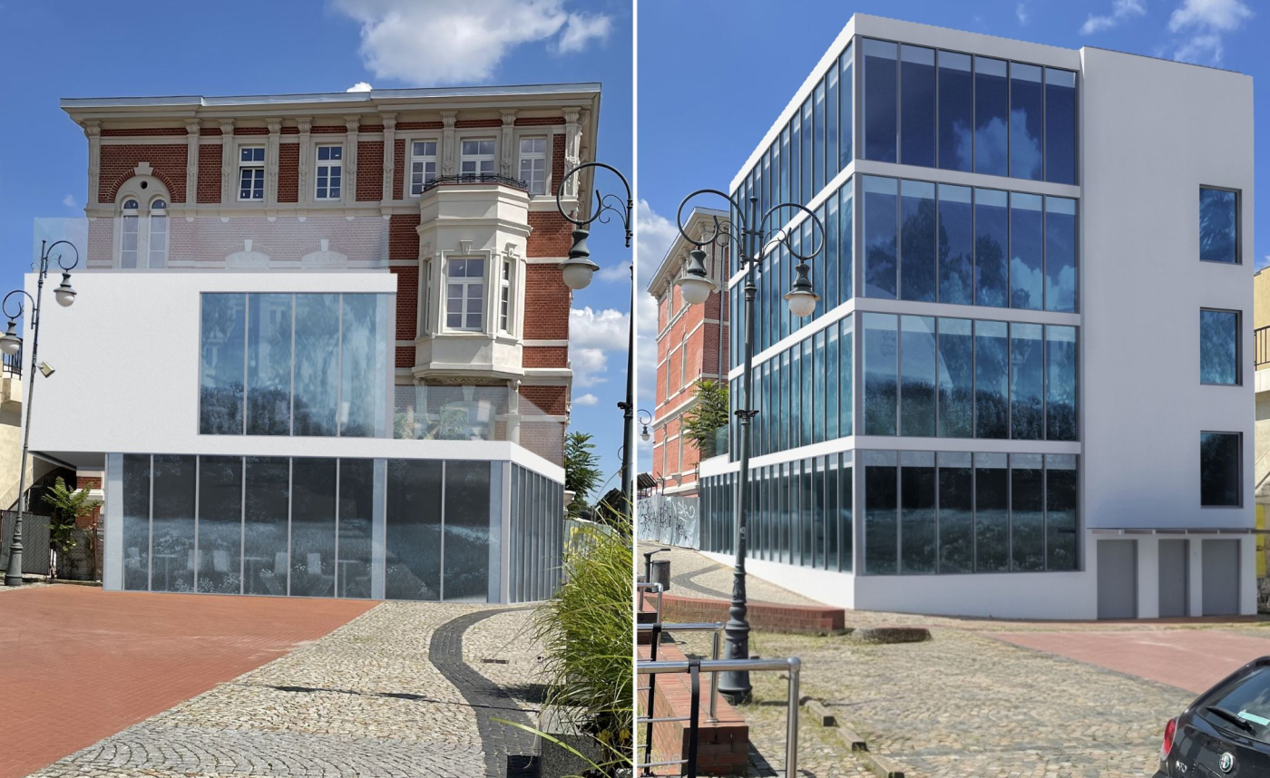 Przebudowa i rozbudowa zabytkowej willi Herzoga przy ulicy Nadbrzeżnej w Gorzowie nowoczesny hotel i restauracja wizualizacja projektu 2026
