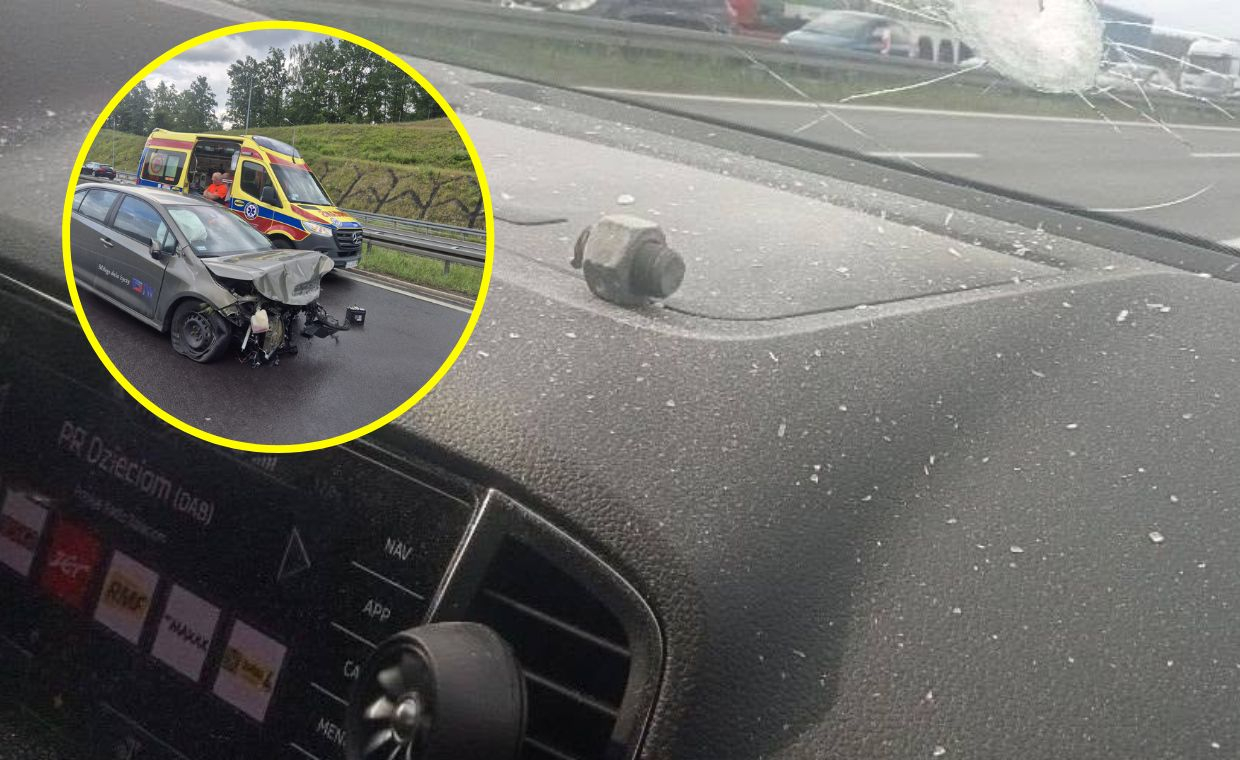 wypadek na drodze ekspresowej S3 węzeł Gorzów Zachód zablokowana trasa śmigłowiec LPR