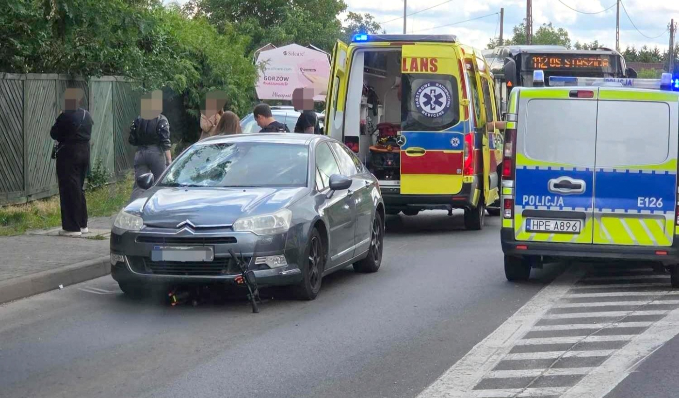Wypadek z udziałem hulajnogi elektrycznej na ulicy Poznańskiej w Gorzowie Wielkopolskim