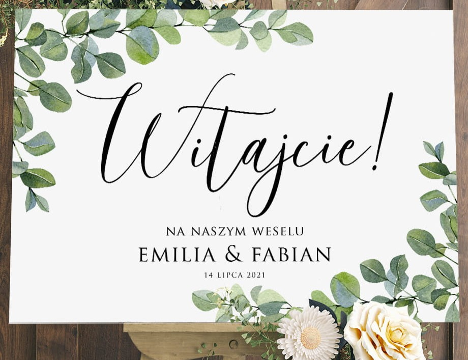 Tablica powitalna WESELE boho personalizowana