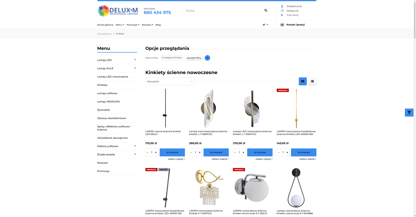 Kinkiety ścienne nowoczesne - Sklep Lampy Delux M