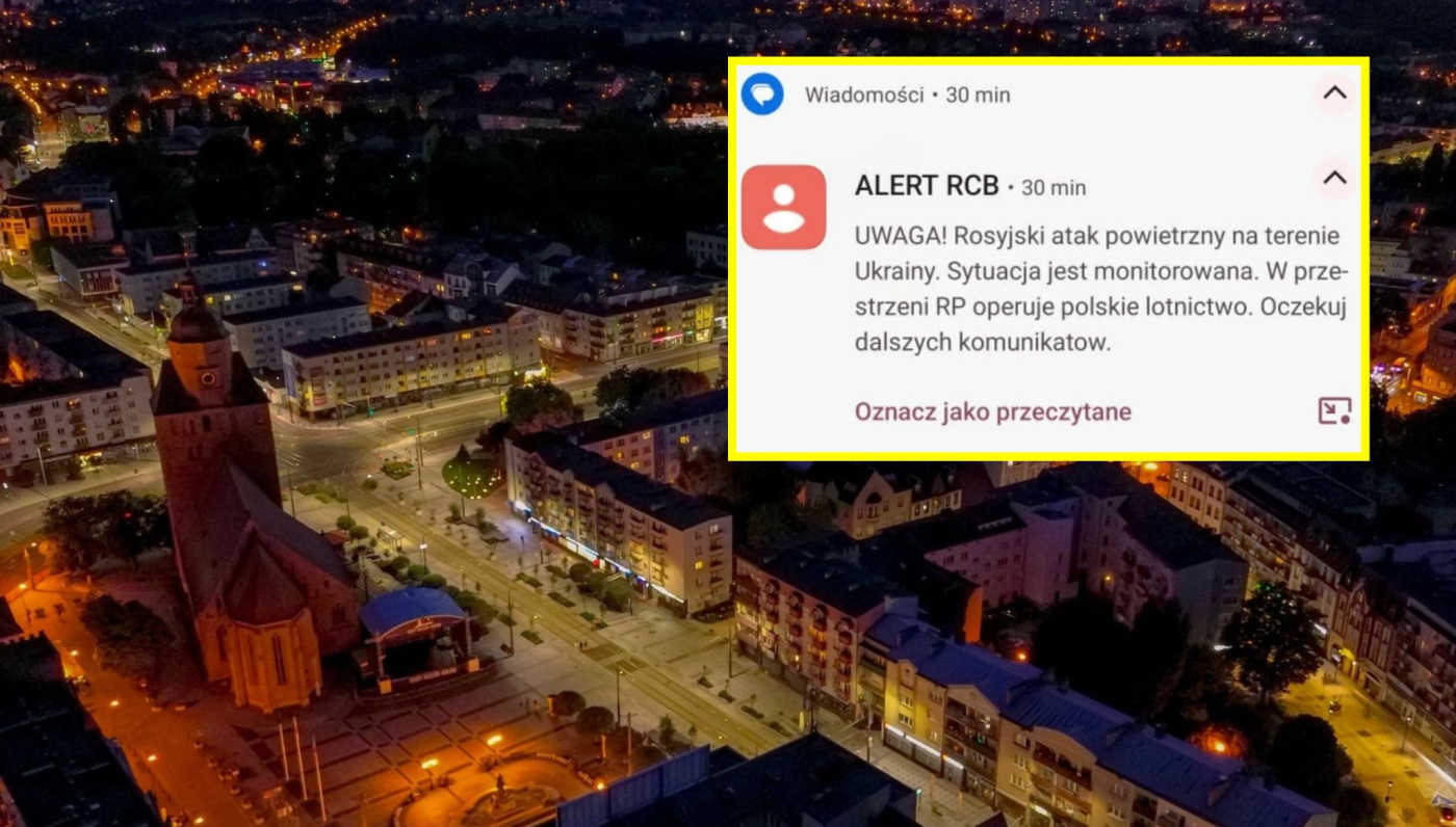 komunikat alert RCB w telefonie ostrzeżenie przed atakiem powietrznym na Ukrainę Gorzów pomyłka Rządowego Centrum Bezpieczeństwa