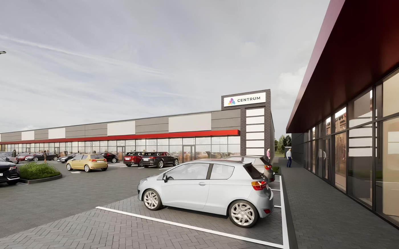 Wizualizacja nowego parku handlowego A-Centrum przy ulicy Myśliborskiej obok obwodnicy Gorzów