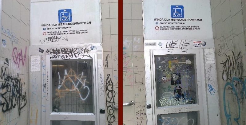 Smród, pobazgrane szyby i ściany...