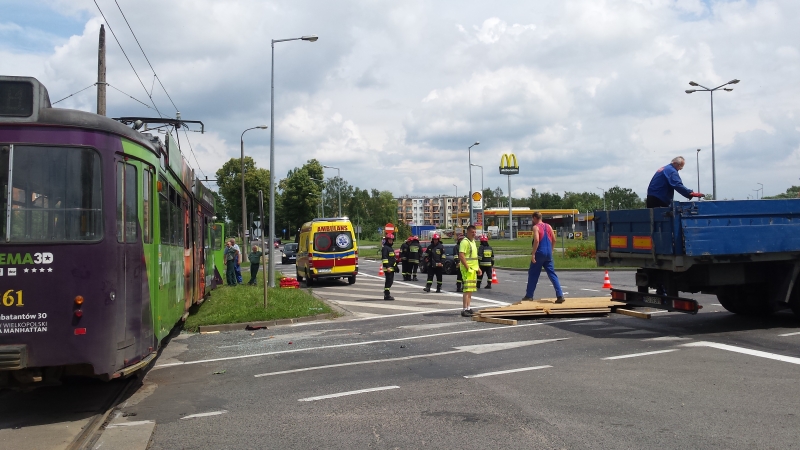 Zderzenie ciężarówki z tramwajem [zdjęcia]