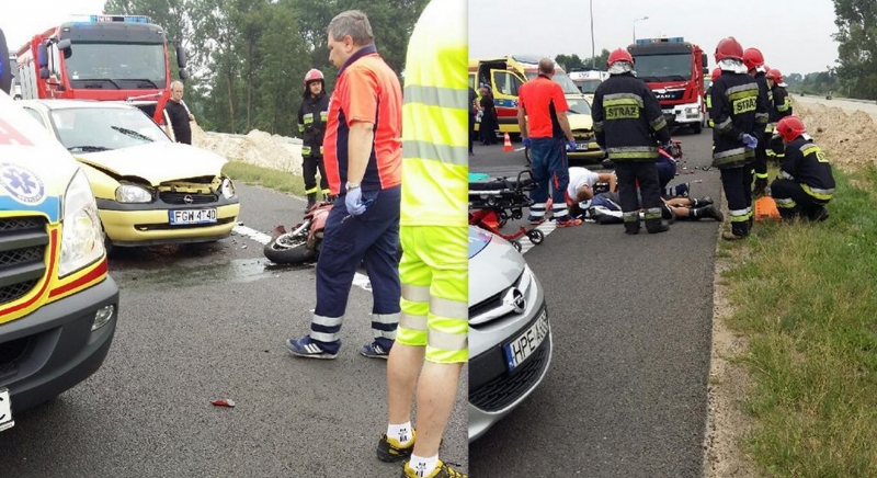 Zderzenie motocyklisty z oplem na S3 [zdjęcia]