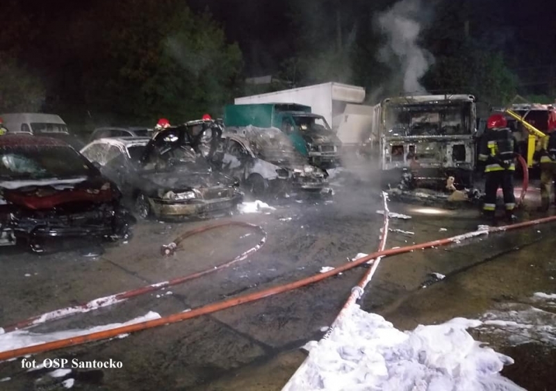 13/13 Pożar na parkingu pomocy drogowej przy ul. Gwiaździstej