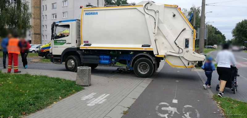 6/6 Śmieciarka potrąciła rowerzystę