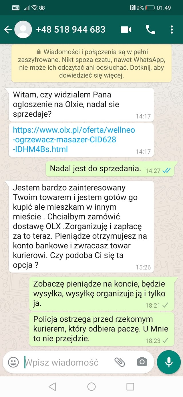 10/18 Próby oszustw czytelników portalu gorzowianin.com metodą 