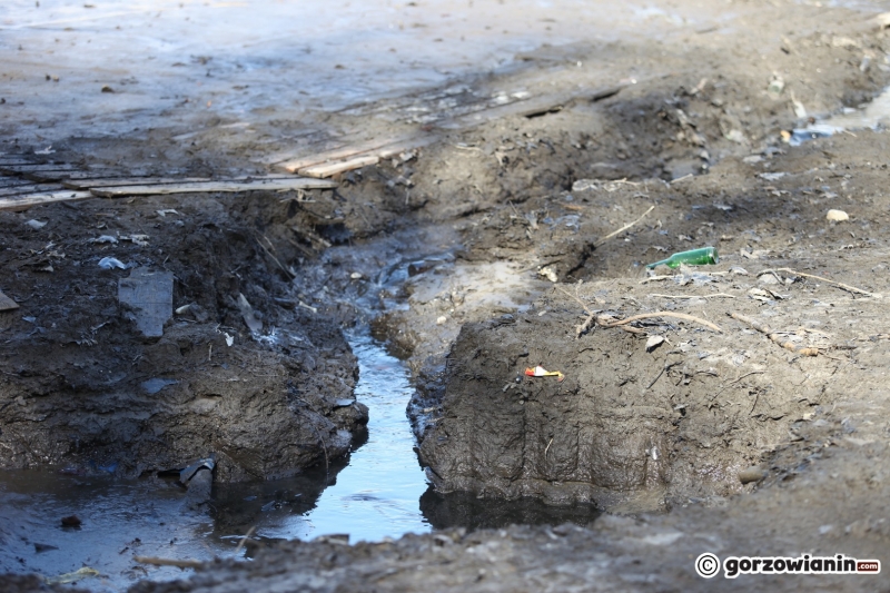 11/14 Ze stawu w parku Róż spuszczono wodę. Na dnie pojawiły się śmieci