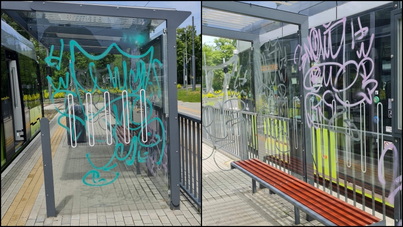 12/13 Pobazgrane sprayem przystanki w Gorzowie