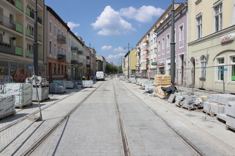 6/25 Postęp prac przy ul. Chrobrego i Mieszka I - czerwiec 2021