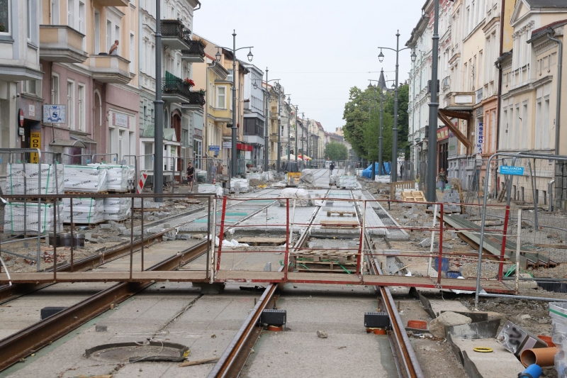 4/33 Postęp prac przy ul. Chrobrego i Mieszka I - lipiec 2021