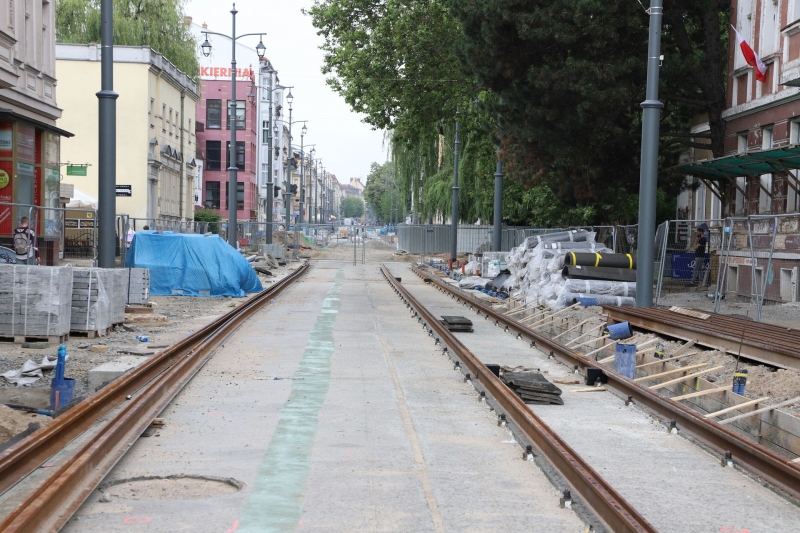 5/33 Postęp prac przy ul. Chrobrego i Mieszka I - lipiec 2021