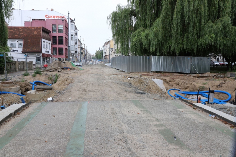 7/33 Postęp prac przy ul. Chrobrego i Mieszka I - lipiec 2021