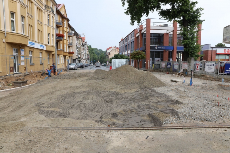 10/33 Postęp prac przy ul. Chrobrego i Mieszka I - lipiec 2021