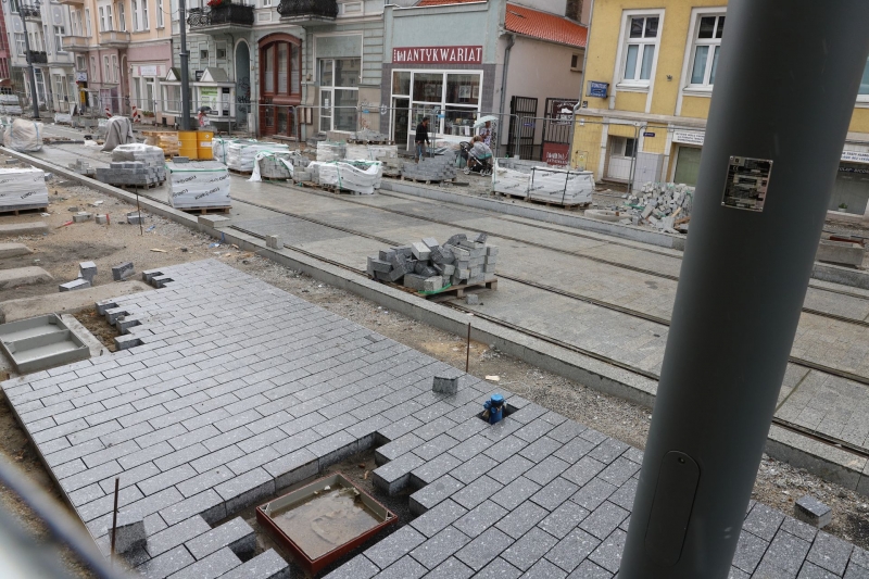 12/33 Postęp prac przy ul. Chrobrego i Mieszka I - lipiec 2021