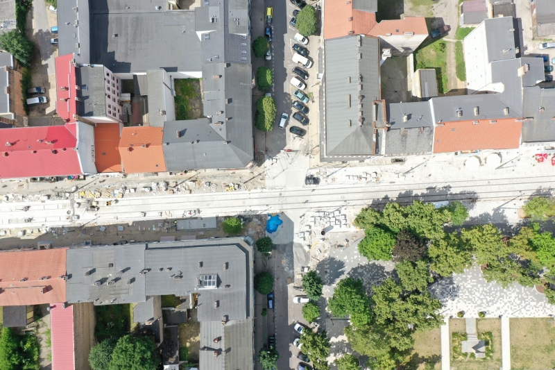 14/33 Postęp prac przy ul. Chrobrego i Mieszka I - lipiec 2021