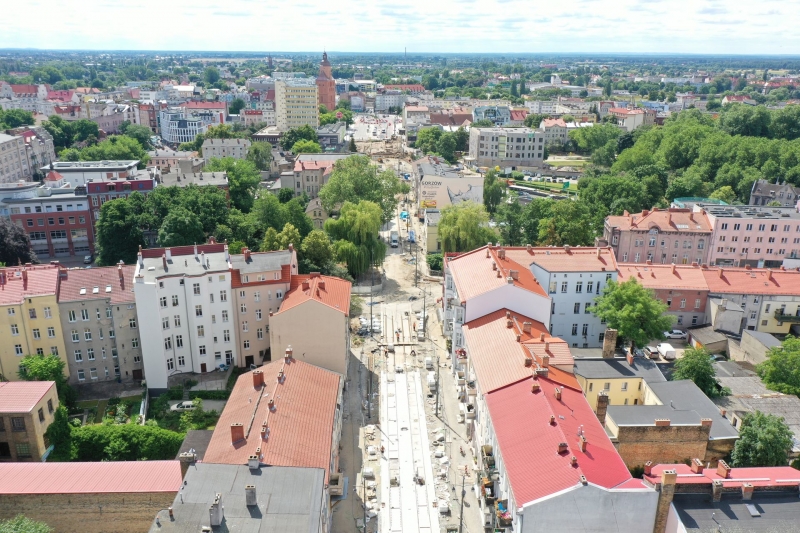 19/33 Postęp prac przy ul. Chrobrego i Mieszka I - lipiec 2021