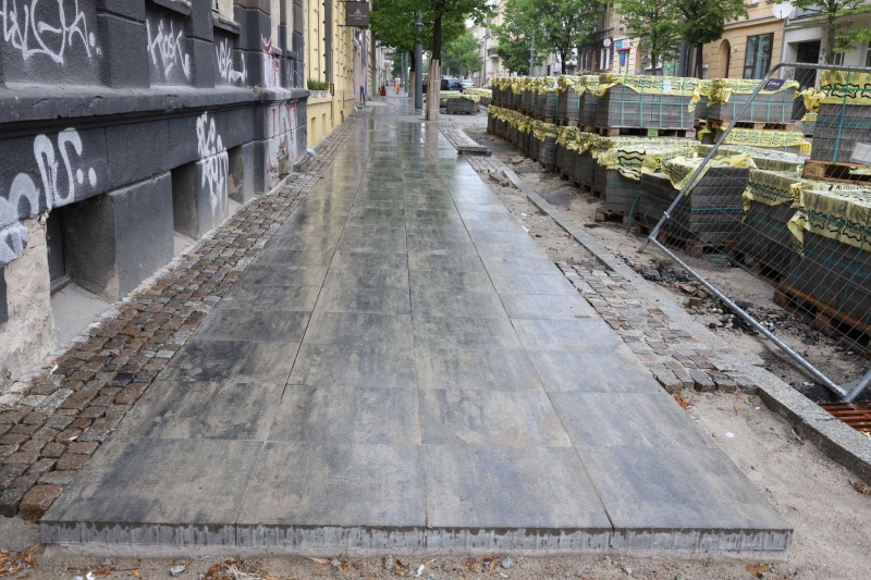 23/33 Postęp prac przy ul. Chrobrego i Mieszka I - lipiec 2021
