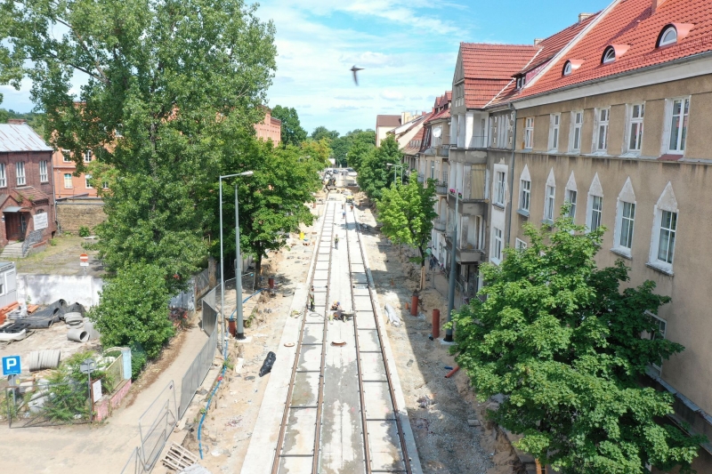 27/33 Postęp prac przy ul. Chrobrego i Mieszka I - lipiec 2021