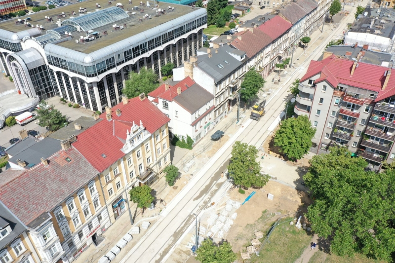 32/33 Postęp prac przy ul. Chrobrego i Mieszka I - lipiec 2021
