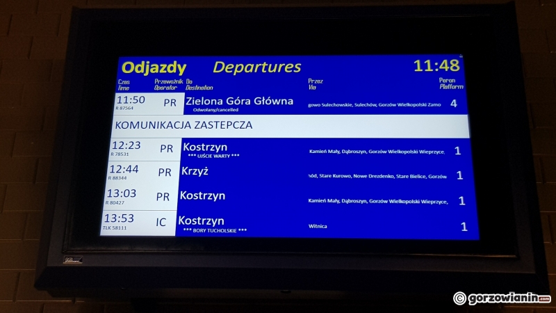 1/3 Odwołany pociąg regio do Zielonej Góry