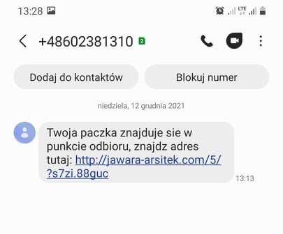 3/3 Fałszywe sms-y. Oszustwo na paczkę