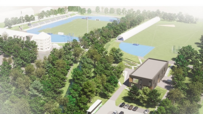 3/4 Wizualizacja zaplecza sportowego przy stadionie lekkoatletycznym