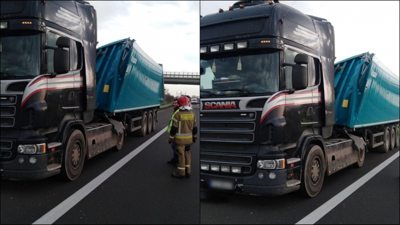 7/7 Ciężarówka zahaczyła o wiadukt na S3