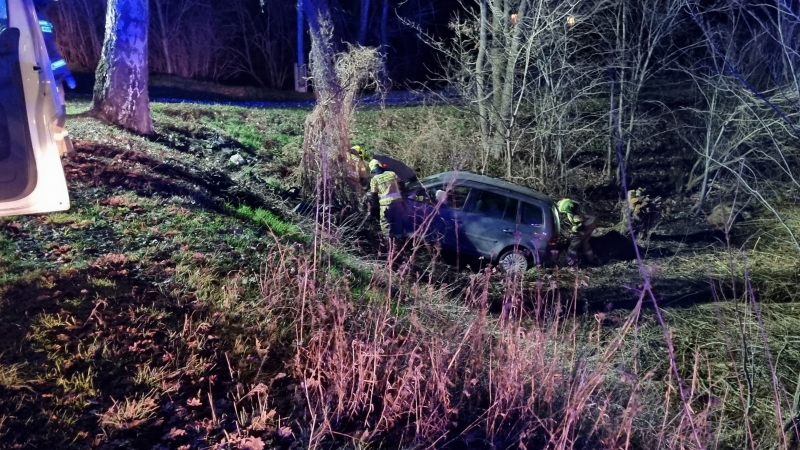 6/6 Wypadek w Baranowicach. Pijany kierowca uderzył autem w drzewo