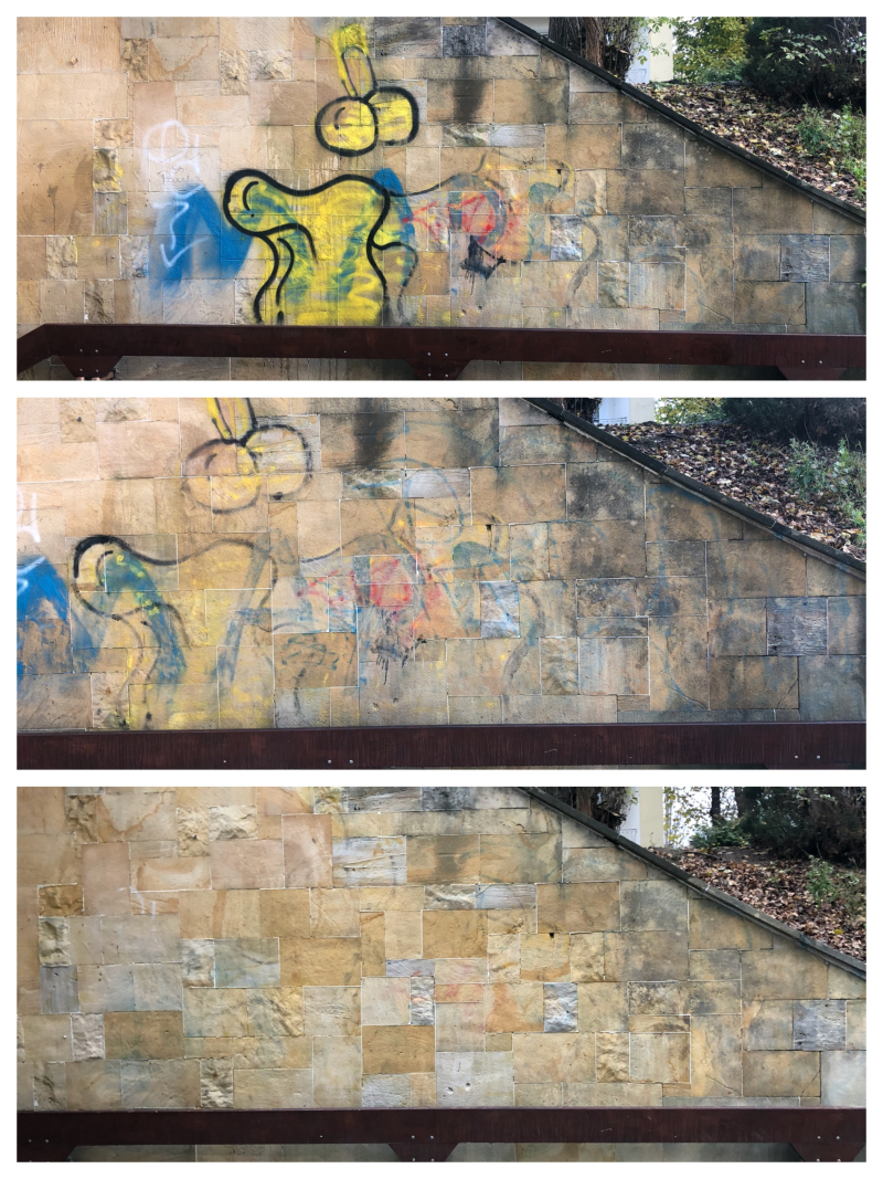 3/13 Usunięte bazgroły z murów przejścia podziemnego w centrum Gorzowa