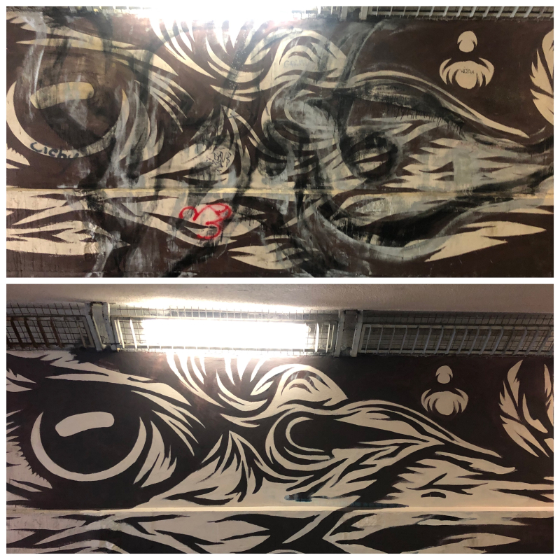 7/13 Usunięte bazgroły z murów przejścia podziemnego w centrum Gorzowa