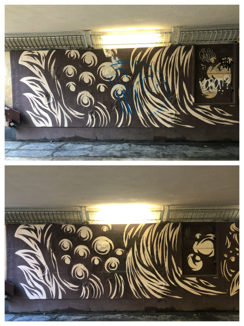 8/13 Usunięte bazgroły z murów przejścia podziemnego w centrum Gorzowa