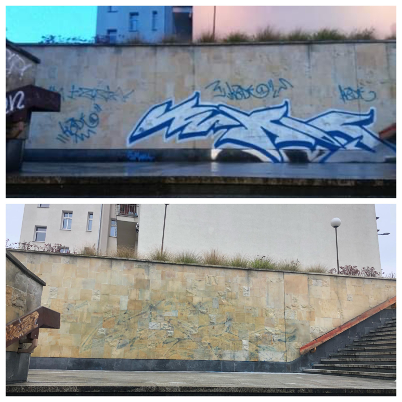 9/13 Usunięte bazgroły z murów przejścia podziemnego w centrum Gorzowa