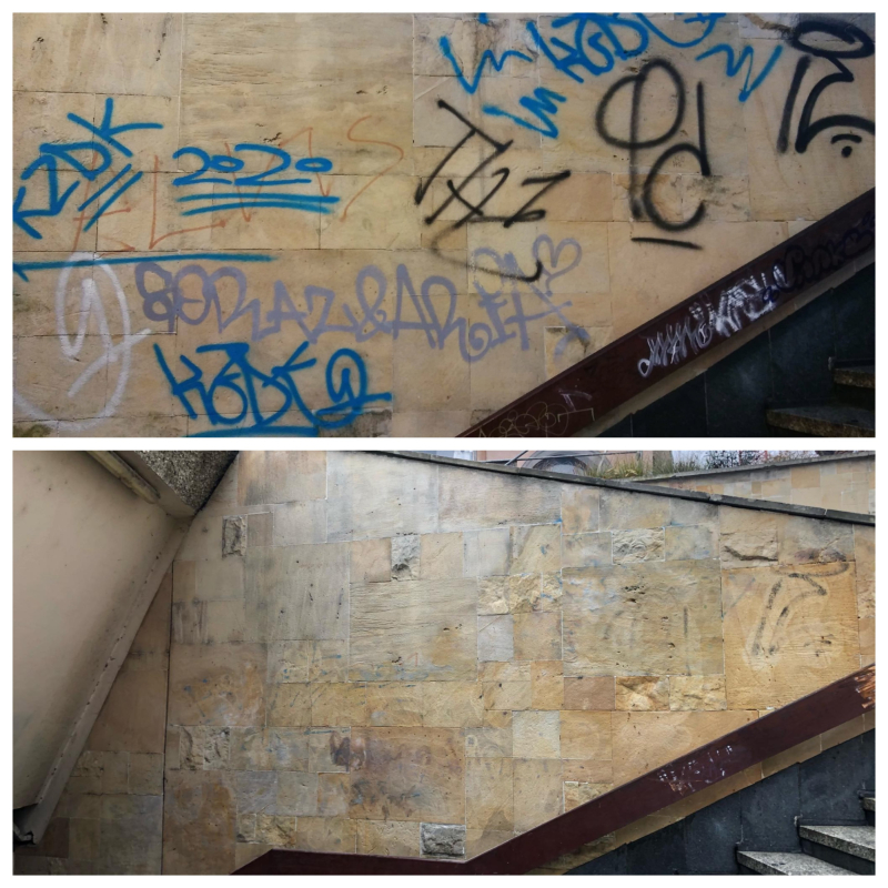 10/13 Usunięte bazgroły z murów przejścia podziemnego w centrum Gorzowa