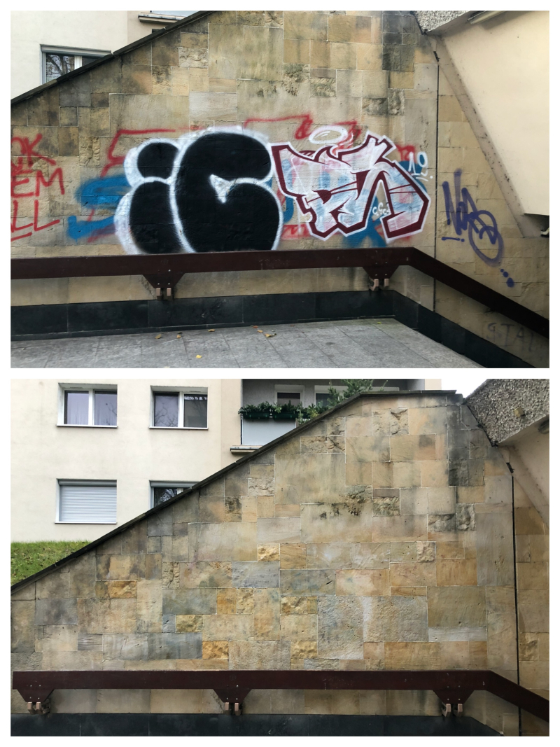 13/13 Usunięte bazgroły z murów przejścia podziemnego w centrum Gorzowa